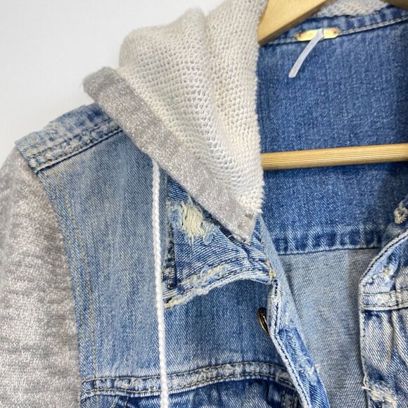 Free People Distressed Denim Jean Jacket - Picture 14 of 16